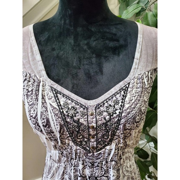 One World Women's Gray Polyester Sweetheart Neck Sleeveless Casual Top Blouse XL - Picture 3 of 13